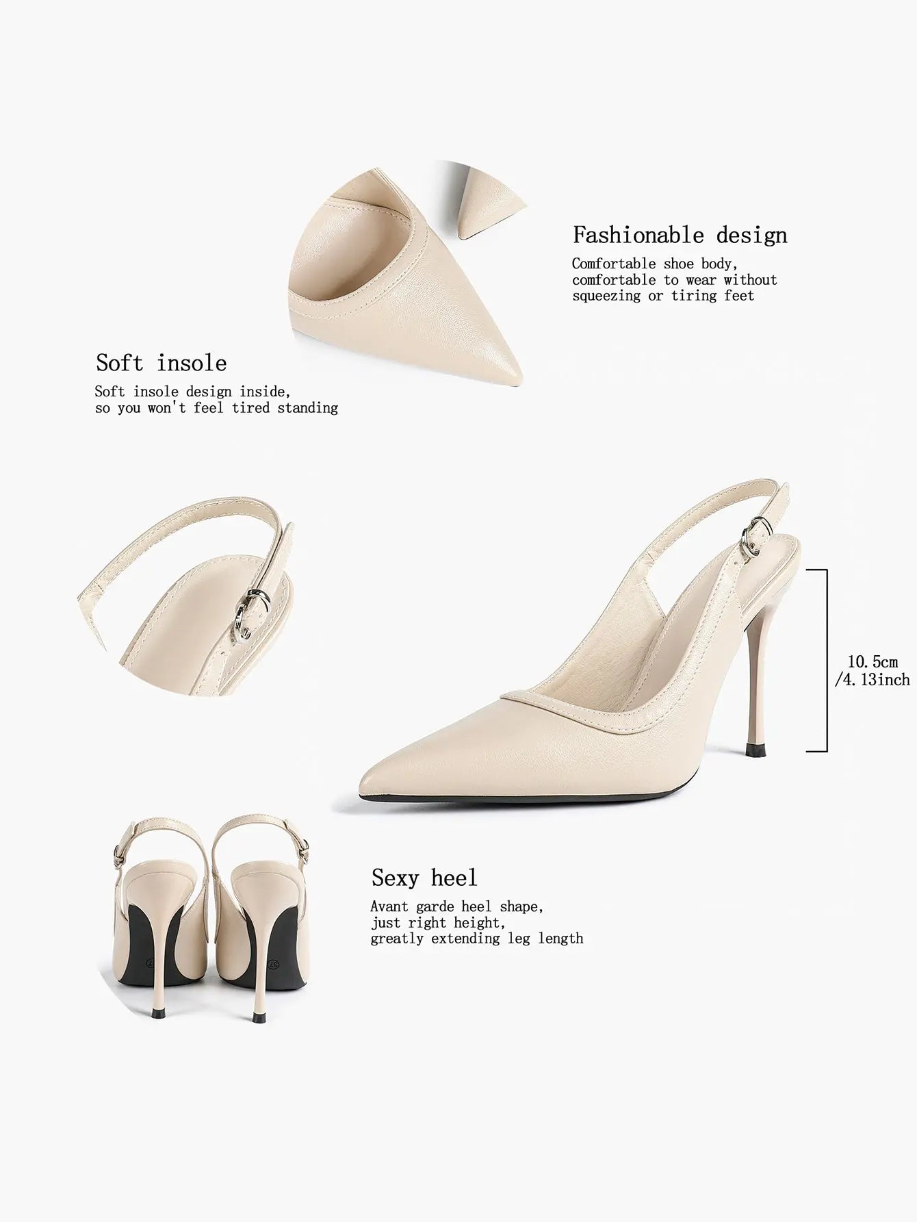 Women's High-Heel Sandals Closed Pointed Toe Slingback Stiletto Heels for Wedding Party YISHIFAN