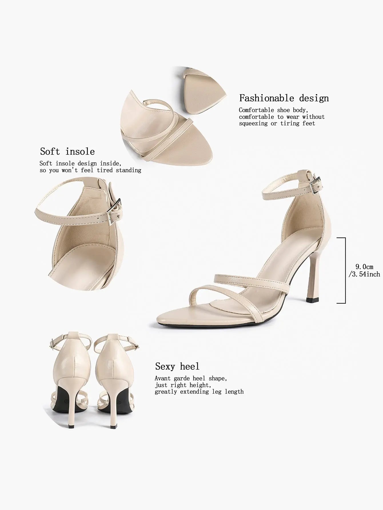 Women's High Stilettos Heels Open Toe Pointed Sandals Ankle Strap Pumps Dress Shoes Party Work Heeled Sandals YISHIFAN