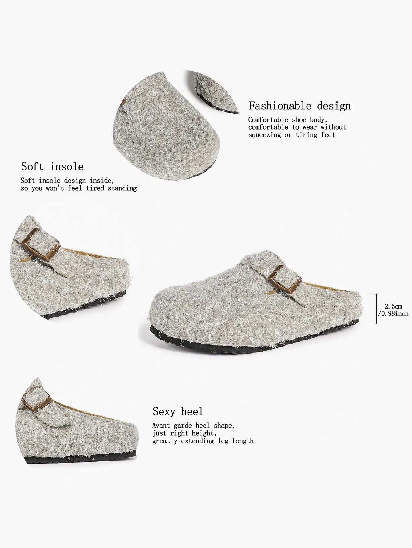 Black & White Tweed Fringe Boston Clogs – Women's Closed Toe Buckle Mule in Chanel-Style Fabric YISHIFAN