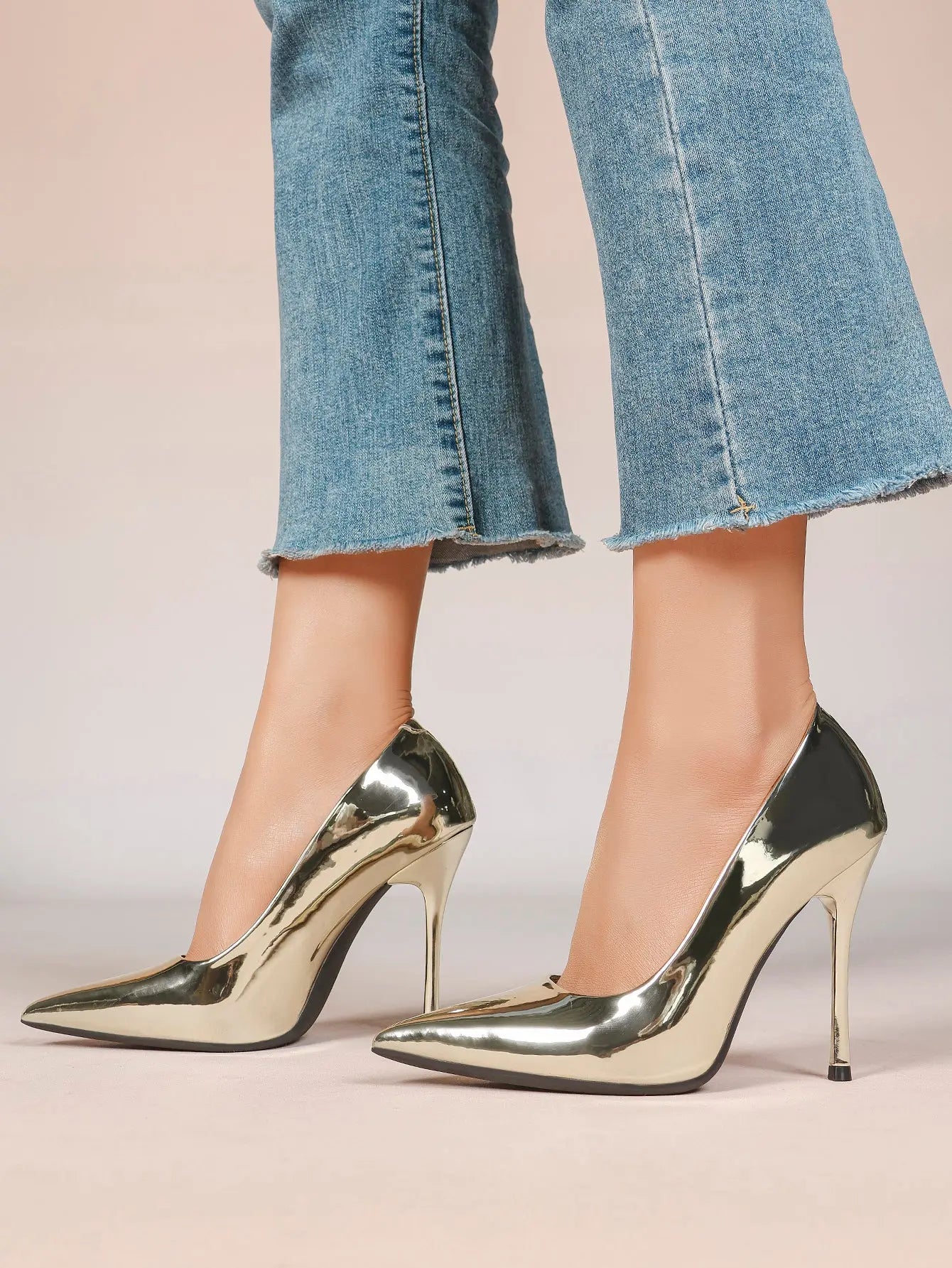 Women's Closed Pointed Toe Classic Stiletto Heels for Wedding Party Evening Dress Shoes YISHIFAN