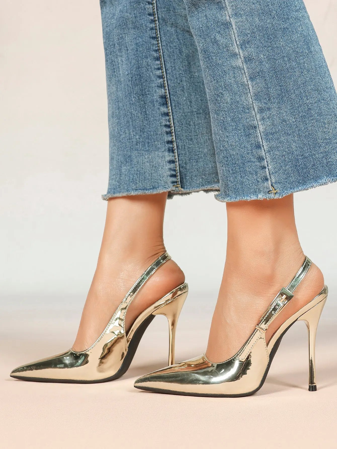 Women Pointed Toe Closed Toe Stiletto Sandals Slingback High Heel for Important Scene YISHIFAN