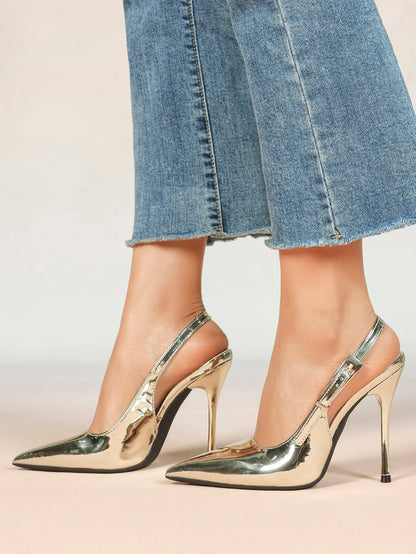 Women Pointed Toe Closed Toe Stiletto Sandals Slingback High Heel for Important Scene YISHIFAN