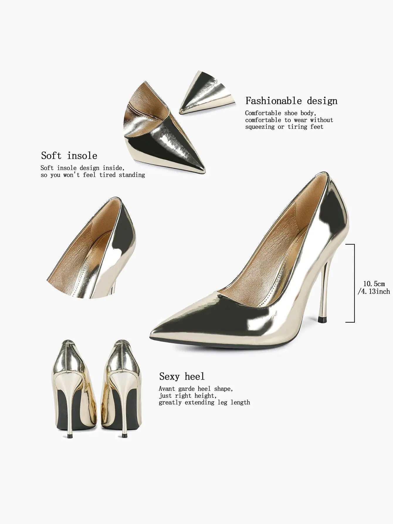 Women's Closed Pointed Toe Classic Stiletto Heels for Wedding Party Evening Dress Shoes YISHIFAN