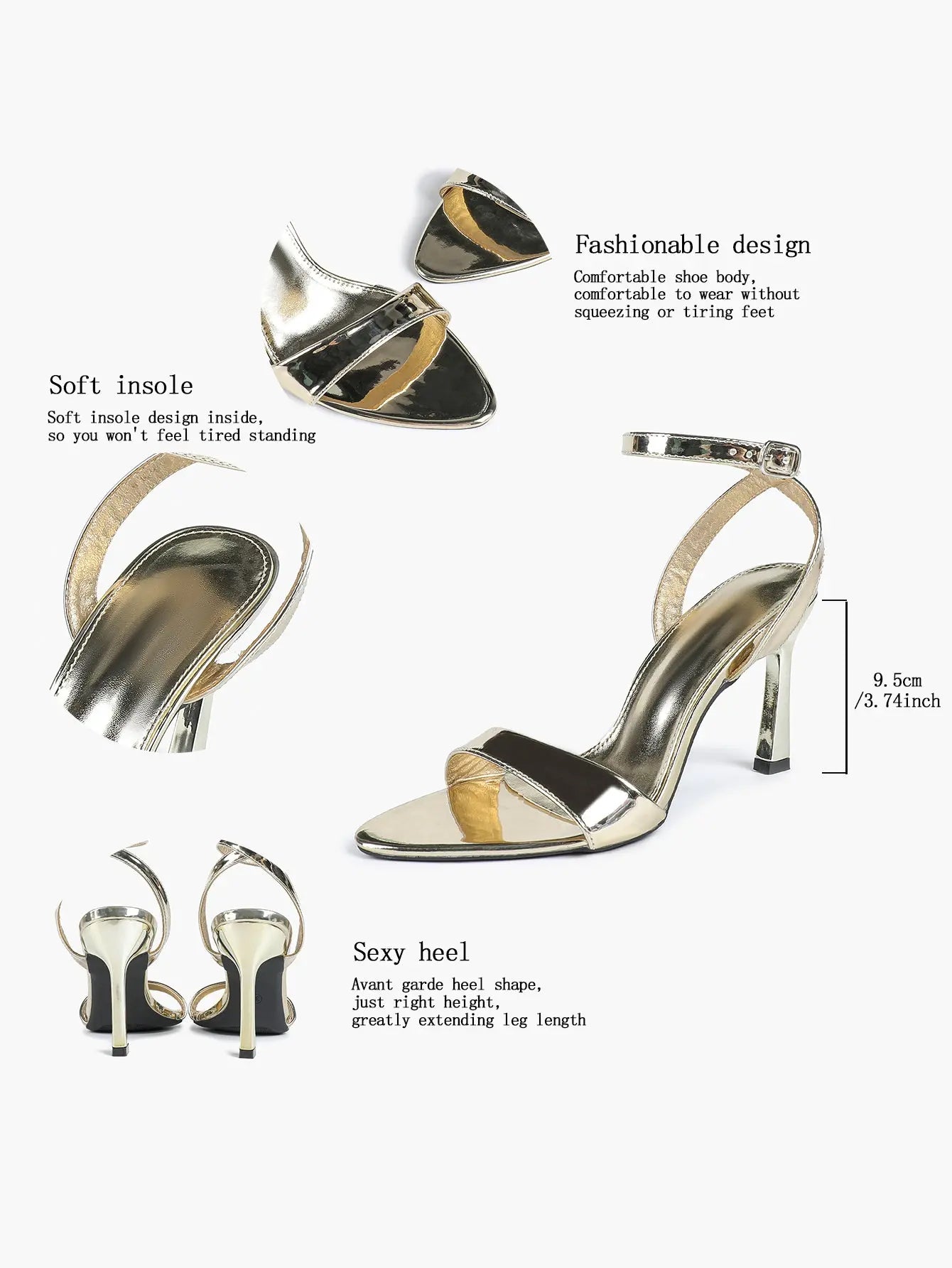 Women's Light Golden Kitten Open Toe Cross Strap High-Heel Sandals Wedding Party Dress Shoes YISHIFAN
