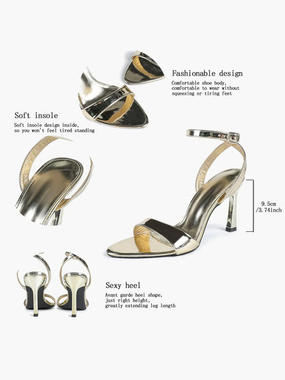 Women's Light Golden Kitten Open Toe Cross Strap High-Heel Sandals Wedding Party Dress Shoes YISHIFAN
