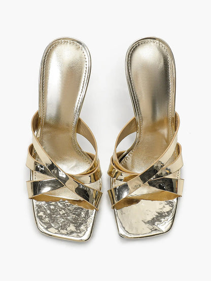 Women's Heeled Open Toe Sandals Square Toe Shoes Dress Wedding Office Shoes YISHIFAN
