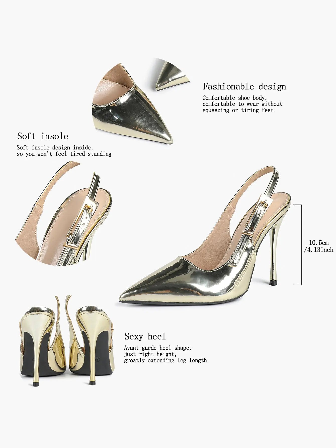 Women Pointed Toe Closed Toe Stiletto Sandals Slingback High Heel for Important Scene YISHIFAN