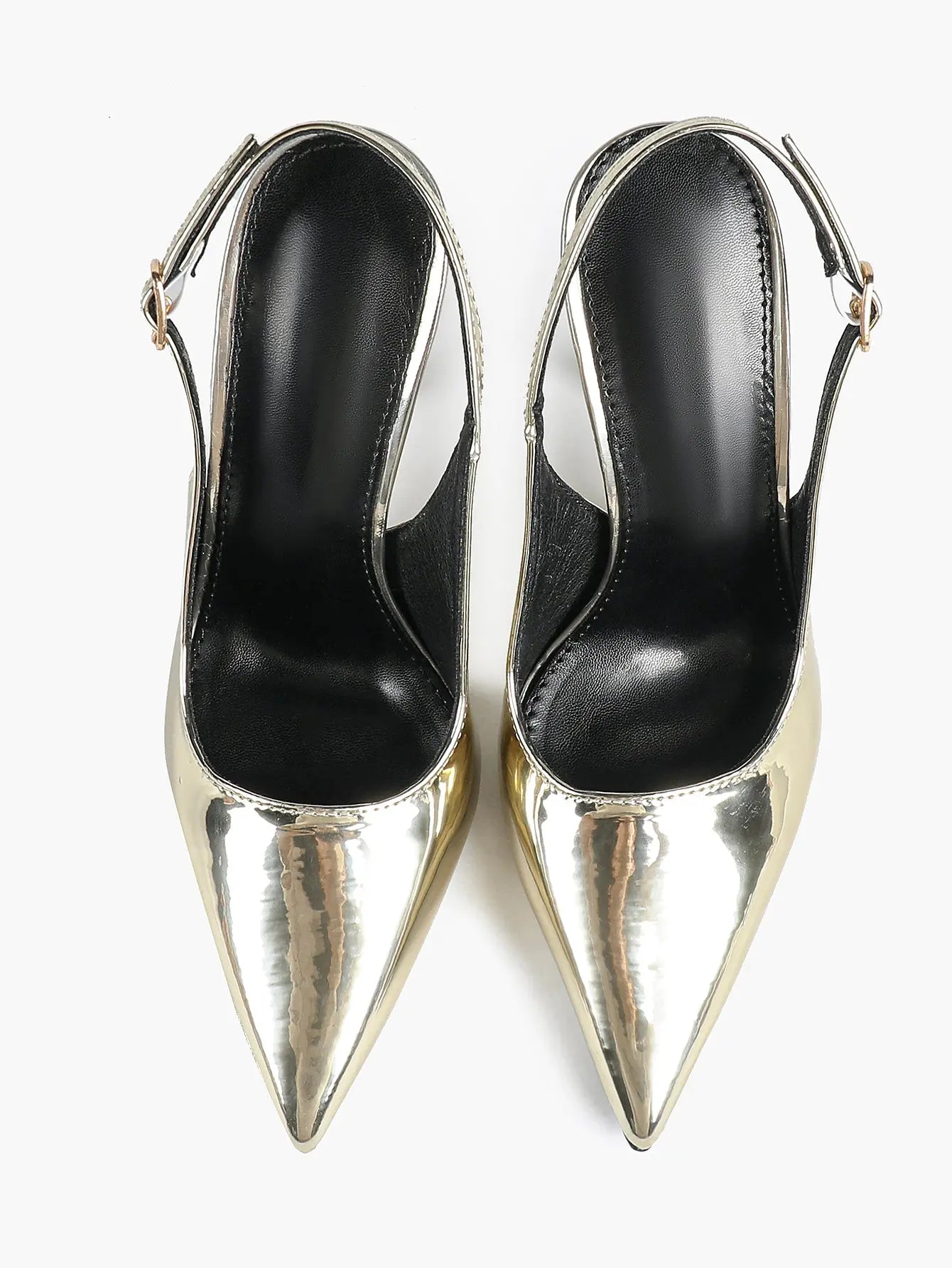 Women's Metallic Slingback Stiletto Pointed Toe with 4.13 Inch heel for Wedding Party Shoes YISHIFAN
