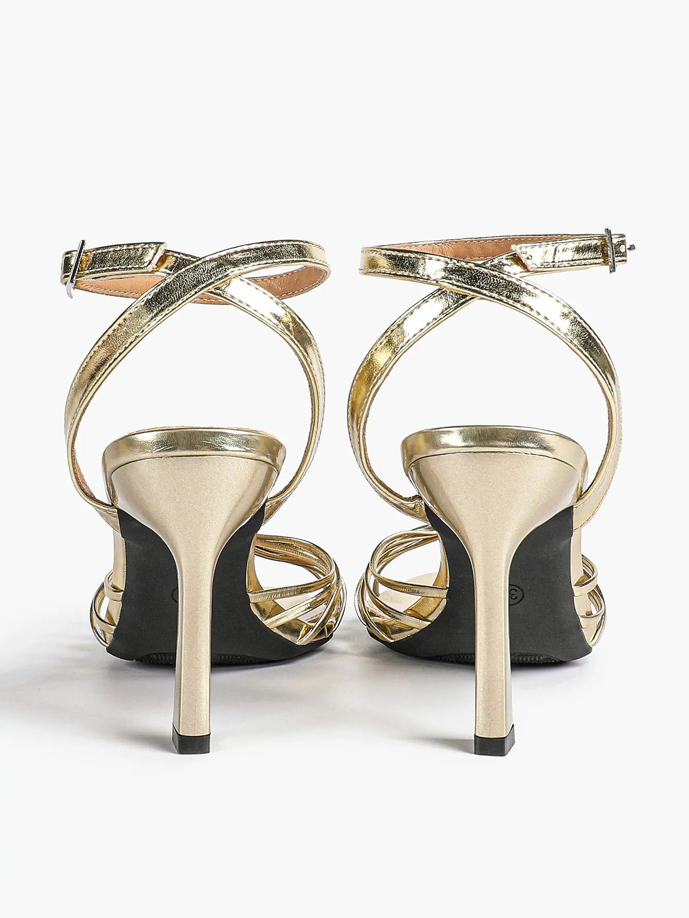 Women's Black Stiletto Heels 3.54 Inch Crisscross Strap Sandals Wedding Party Evening Dress Shoes YISHIFAN