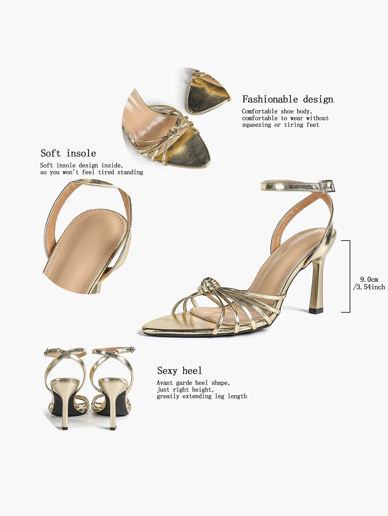 Women's Black Stiletto Heels 3.54 Inch Crisscross Strap Sandals Wedding Party Evening Dress Shoes YISHIFAN