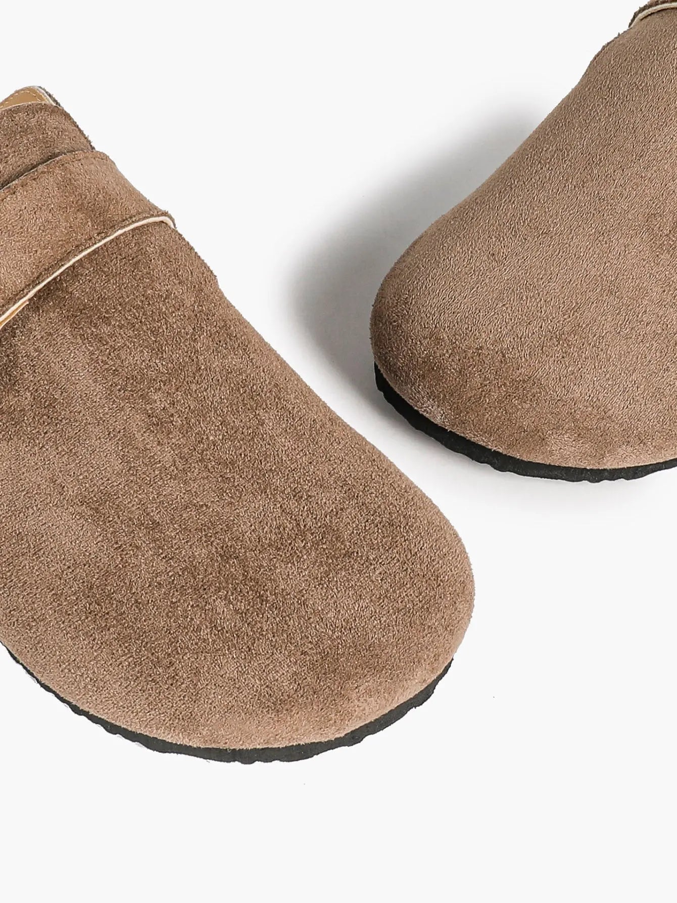 Light Brown Distressed Suede Oversized D-Ring Boston Clogs – Women's Cork Platform Closed Toe Mule YISHIFAN