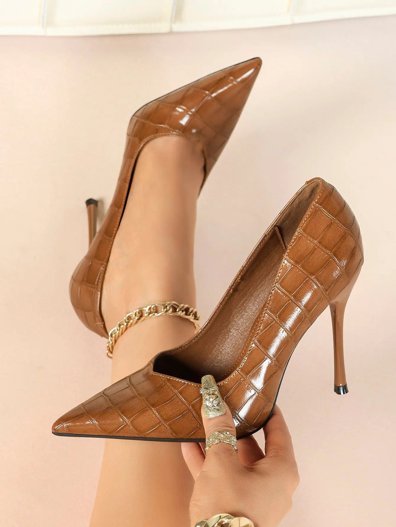 "Moonlight" Satin Peep-Toe Heels Sculptural Stiletto with Ankle Strap YISHIFAN