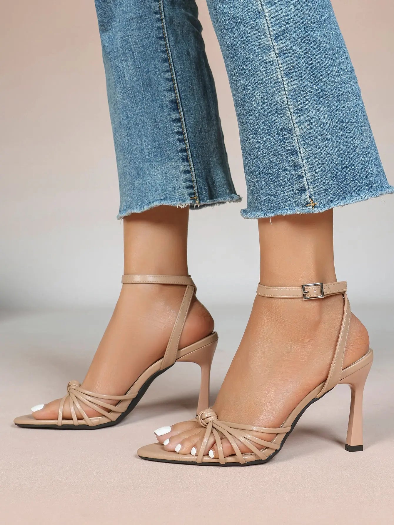 Women's Black Stiletto Heels 3.54 Inch Crisscross Strap Sandals Wedding Party Evening Dress Shoes YISHIFAN