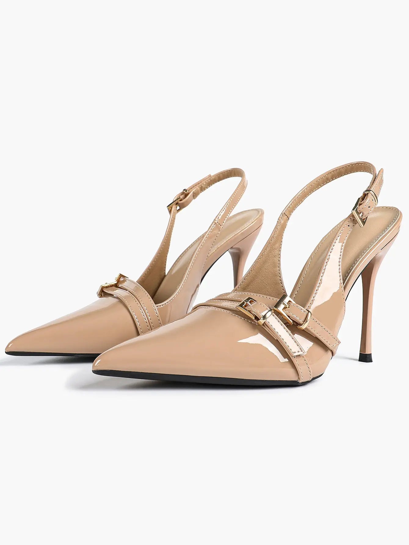 Women's High-Heel Sandals Closed Pointed Toe Slingback Heels Ankle Strap Stiletto Heels Elegant YISHIFAN