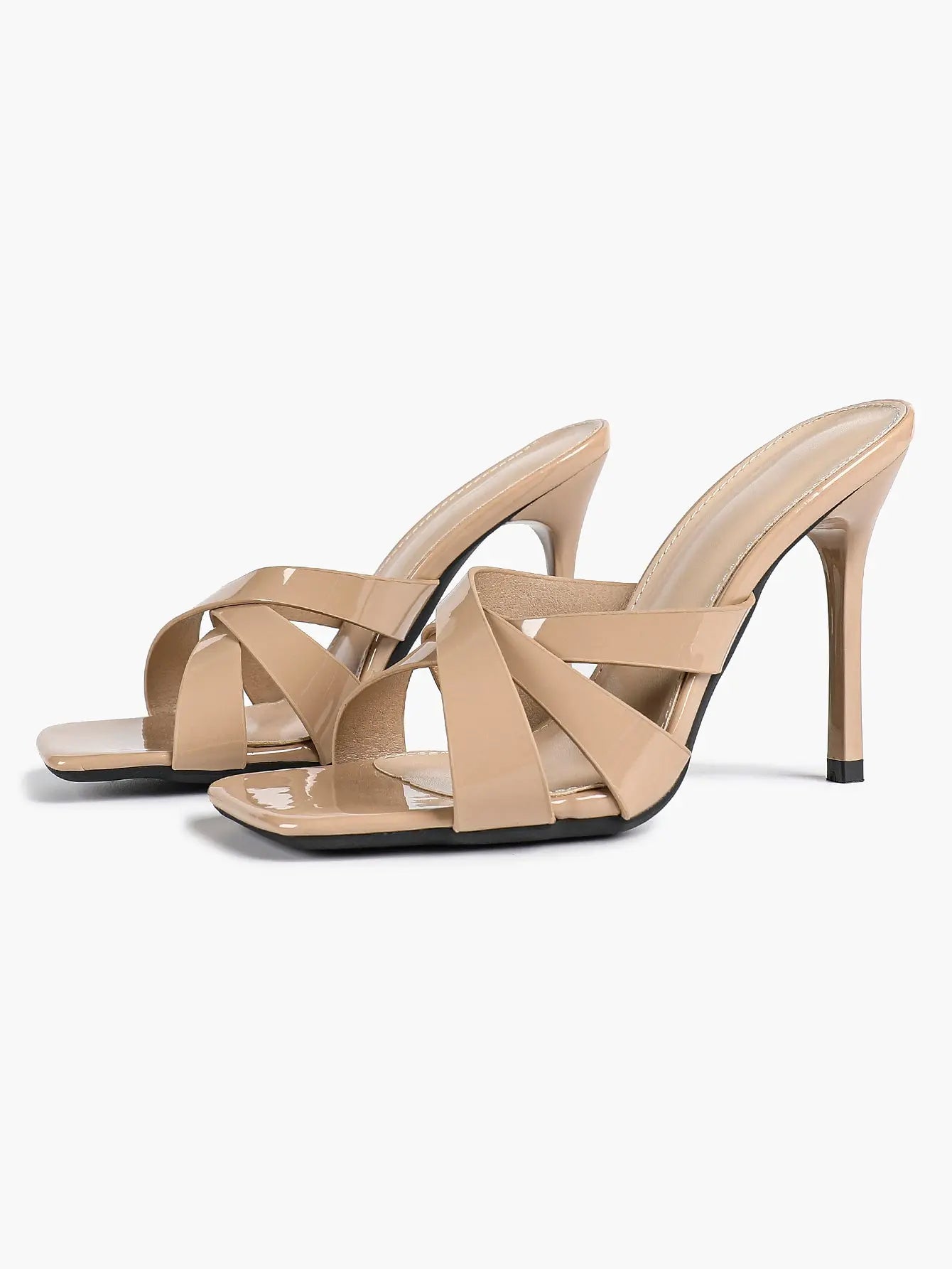 Women's Heeled Open Toe Sandals Square Toe Shoes Dress Wedding Office Shoes YISHIFAN