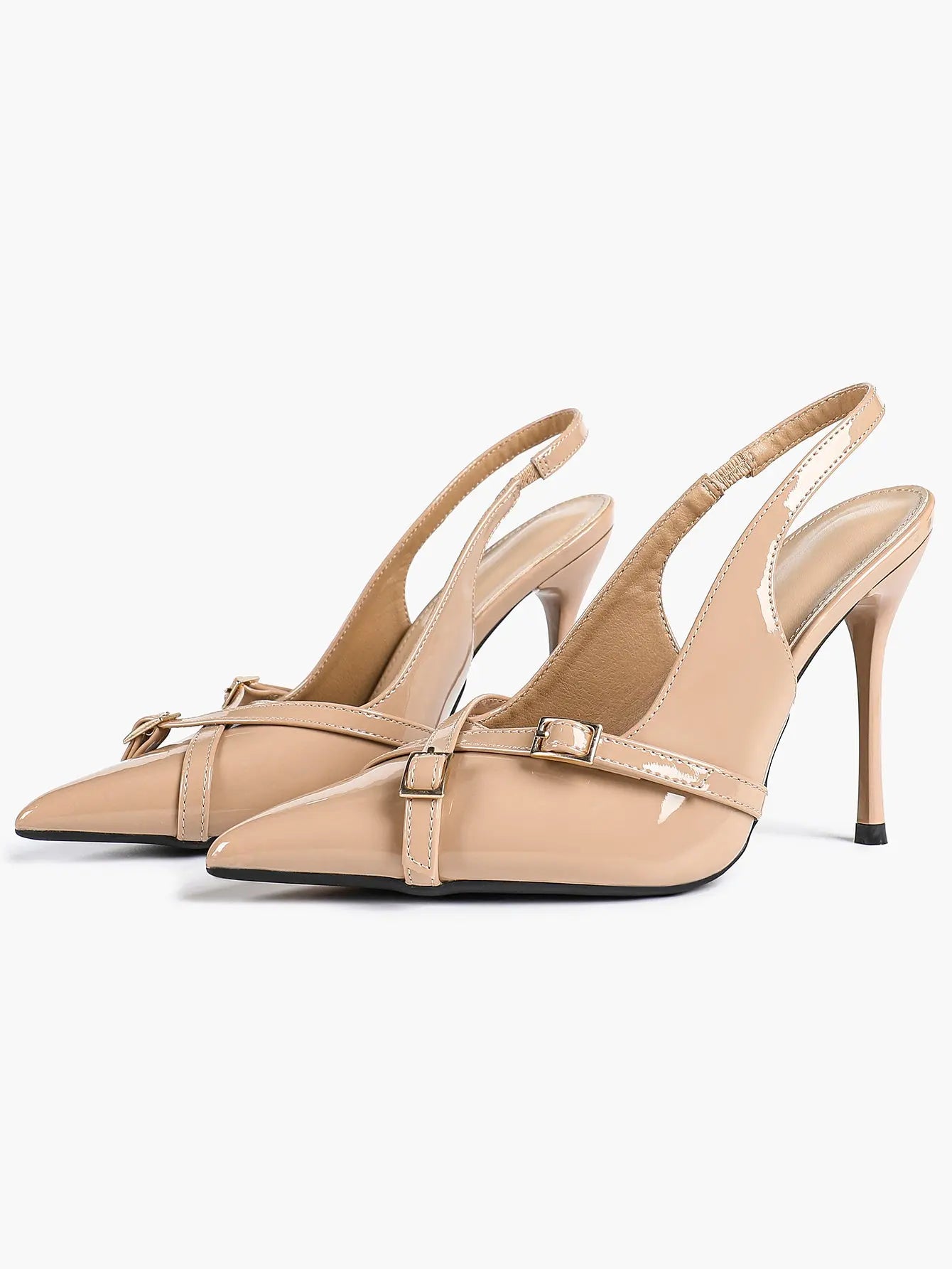 Women's Wine Red Patent Leather High-Heel Pointed Toe Ankle Strap Stiletto Heels Wedding Party Dress Shoes YISHIFAN