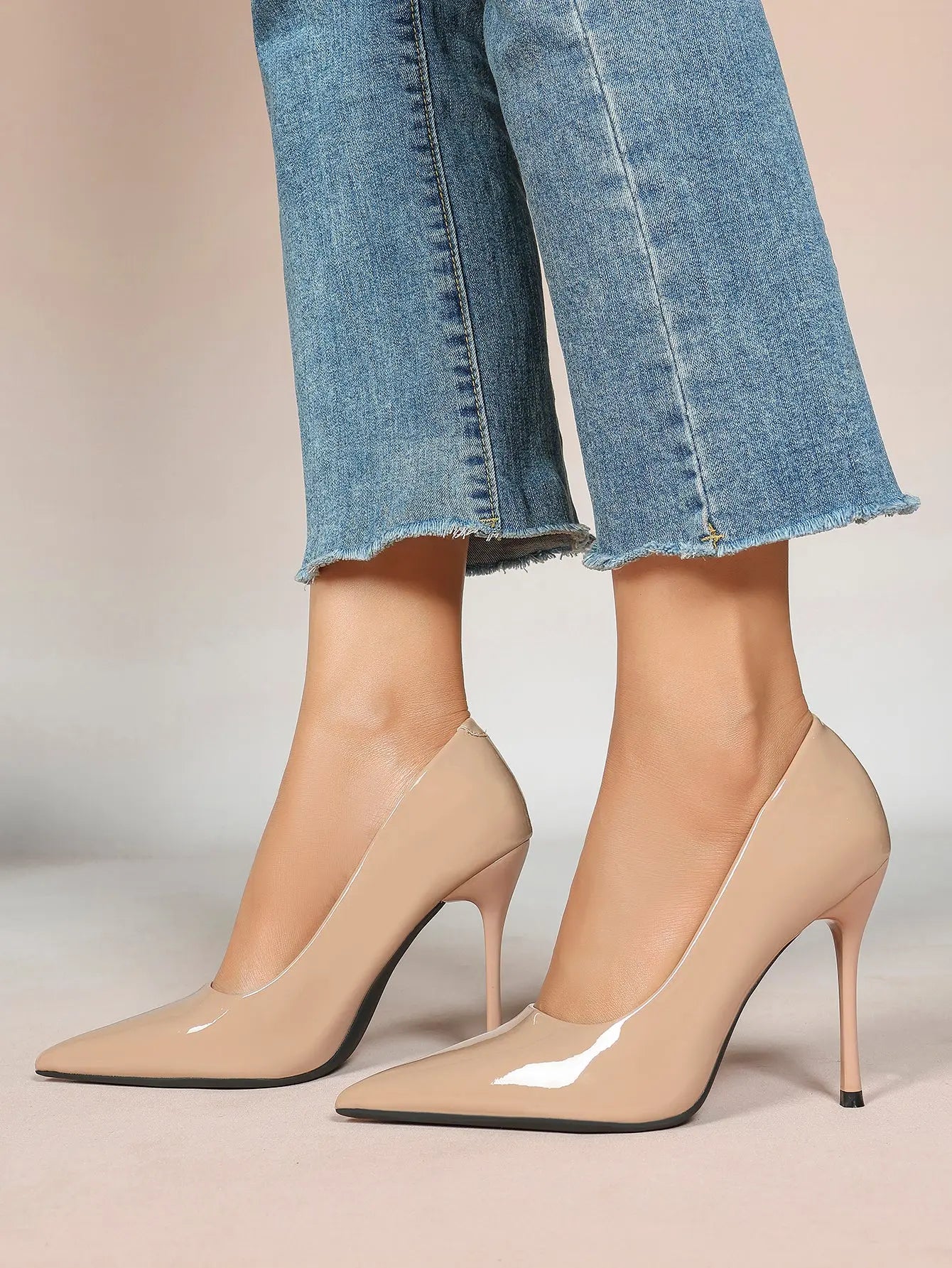 Women's Stiletto Heels Closed Sharp Pointed Toe Classic Wedding Party Dress Pump Shoes YISHIFAN