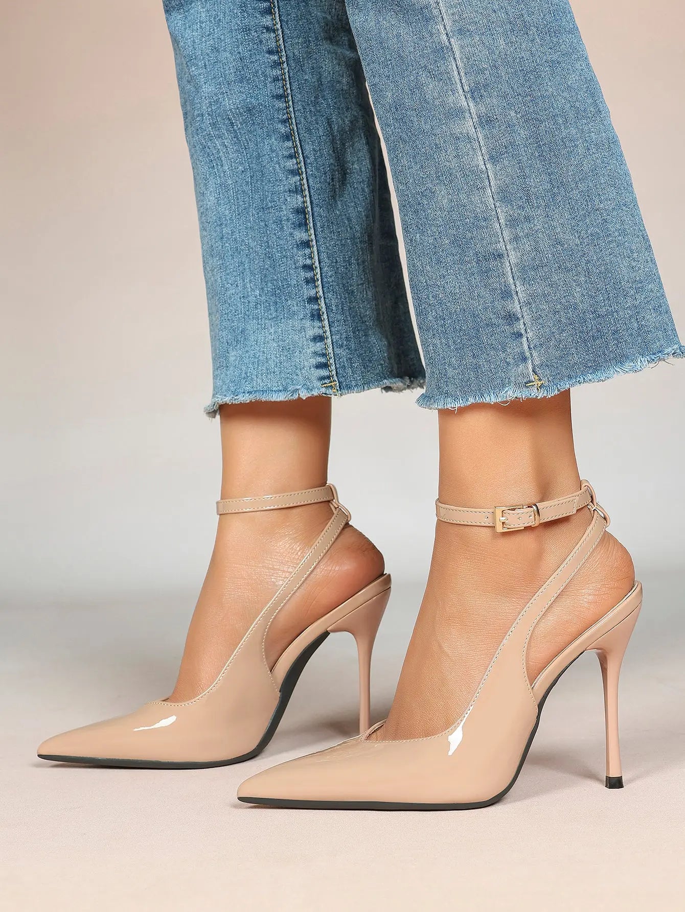 Women's Dark Brown Ankle Strap Pointed Toe High-Heel Sandals Wedding Party Evening Dress Shoes YISHIFAN