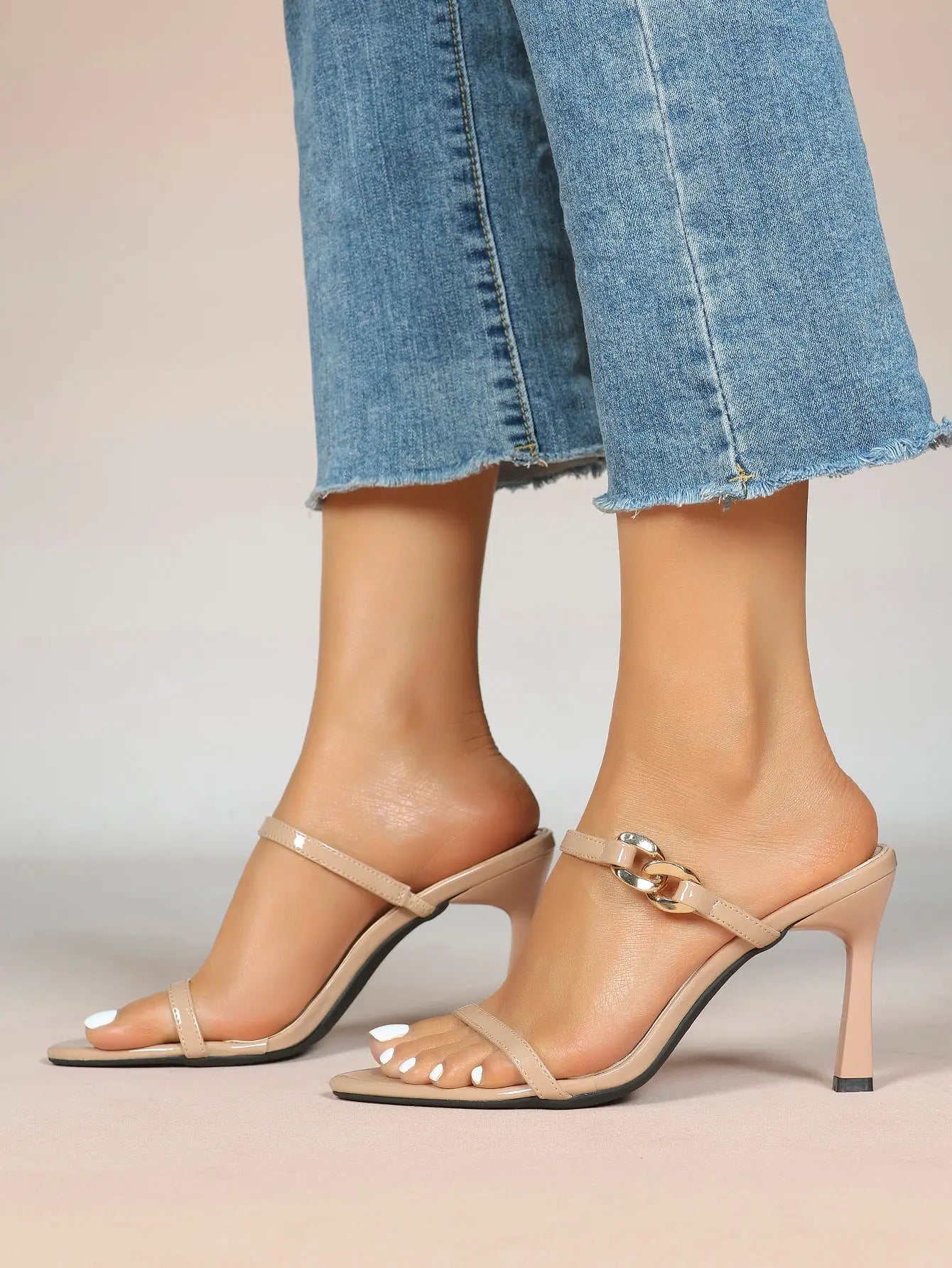 Women's Black High-Heel Sandals Opened Pointed Toe Ankle Strap Stiletto Heels Wedding Party Office Dress Shoes YISHIFAN