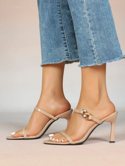 Women's Black High-Heel Sandals Opened Pointed Toe Ankle Strap Stiletto Heels Wedding Party Office Dress Shoes YISHIFAN