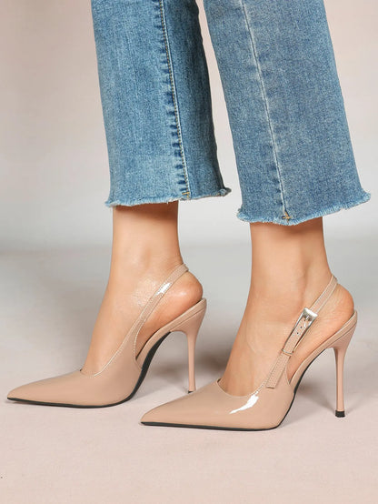 Women's Green Stone High-Heel Sandals Pointed Toe Slingback Stiletto Heels Wedding Party Evening Dress Shoes YISHIFAN