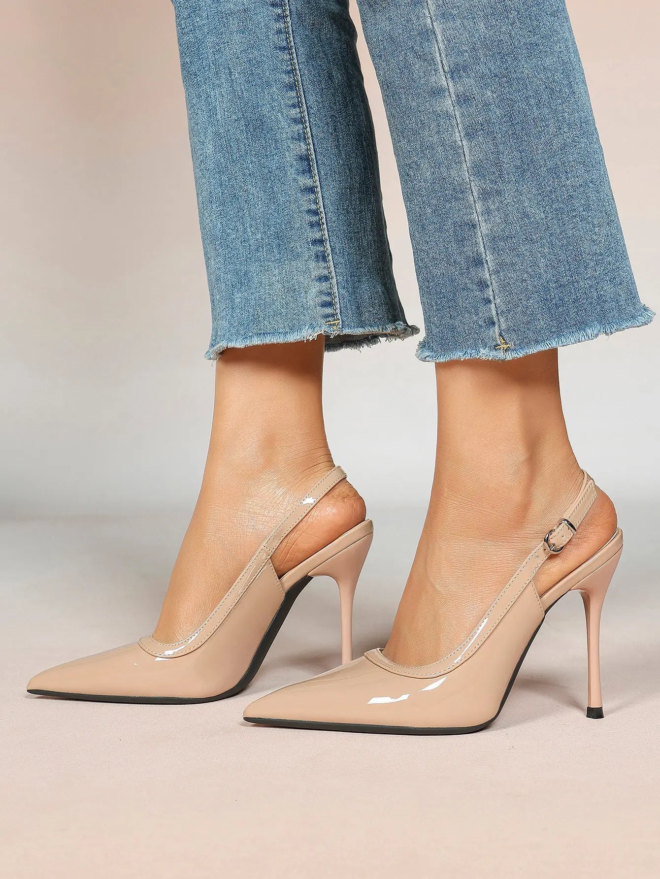 Women's High-Heel Sandals Closed Pointed Toe Slingback Stiletto Heels for Wedding Party YISHIFAN
