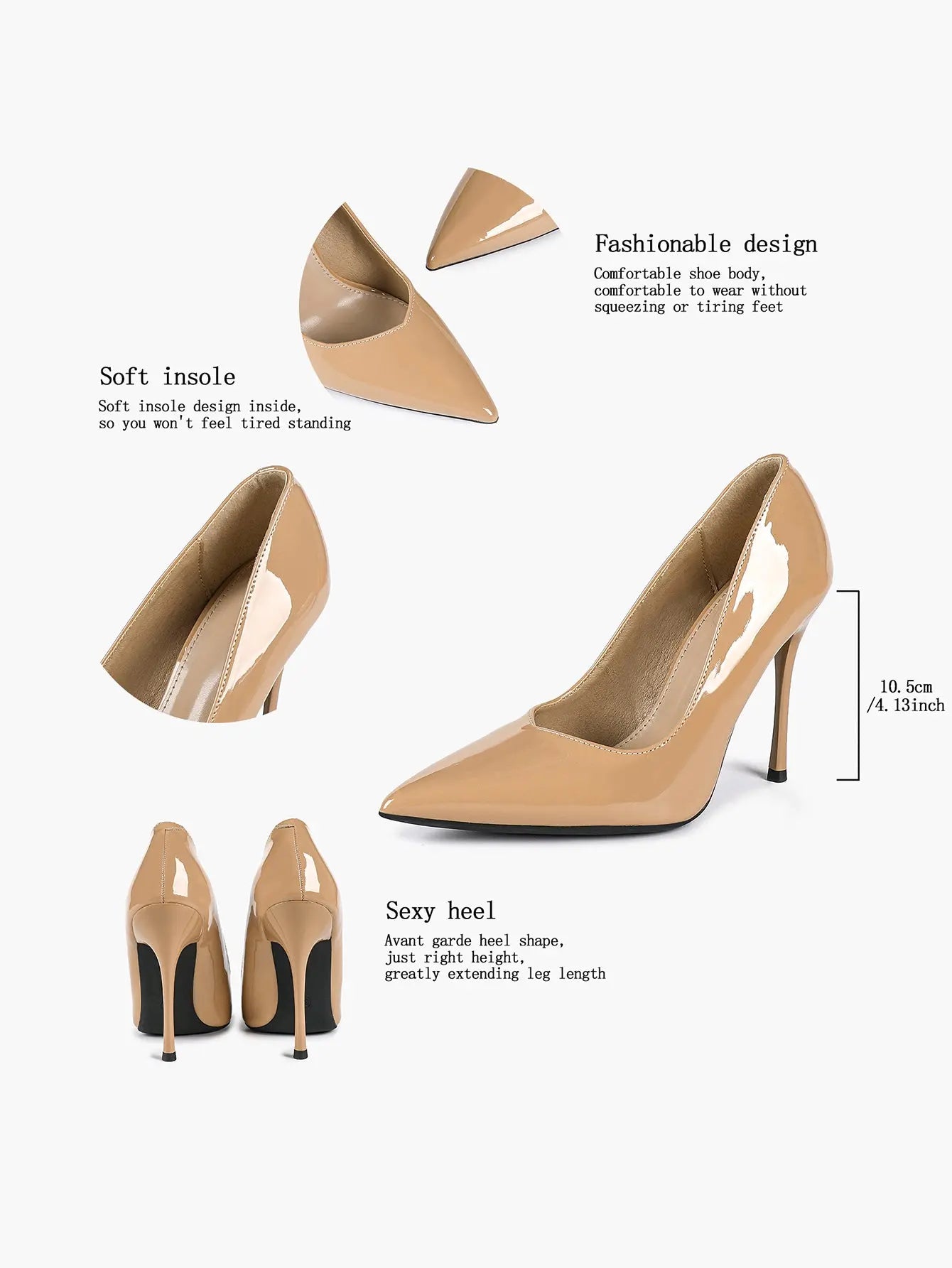 Women's Closed Pointed Toe Classic Stiletto Heels for Wedding Party Evening Dress Shoes YISHIFAN