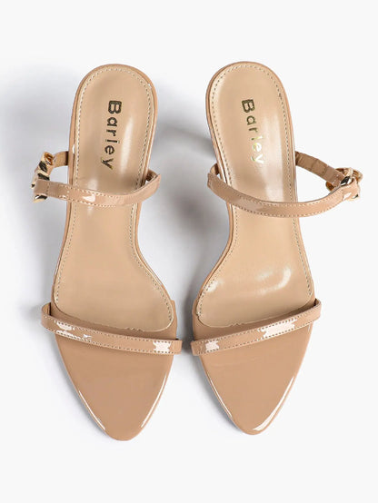 Women's Black High-Heel Sandals Opened Pointed Toe Ankle Strap Stiletto Heels Wedding Party Office Dress Shoes YISHIFAN