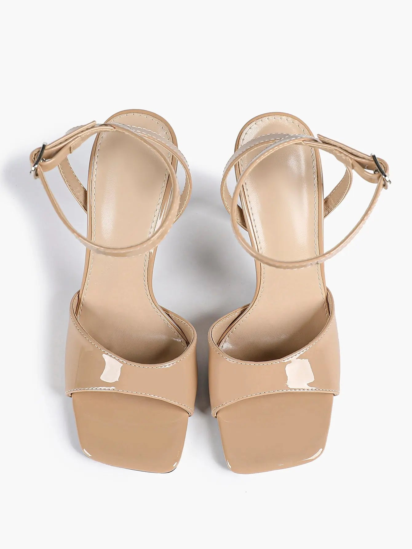 Women's Stiletto Heels 4.13 Inch Square Toe Ankle Strap Sandals Wedding Party Office Dress Shoes YISHIFAN