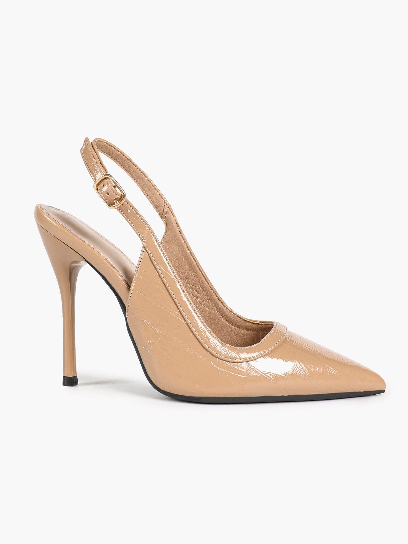 Women's Red Patent Croc Print Pointed Toe Slingback Stilettos Ankle Strap Closed Toe Heels Chic Date Night Shoes