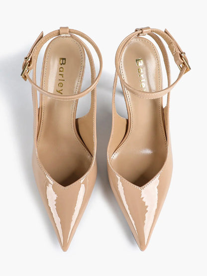 Women's Dark Brown Ankle Strap Pointed Toe High-Heel Sandals Wedding Party Evening Dress Shoes YISHIFAN