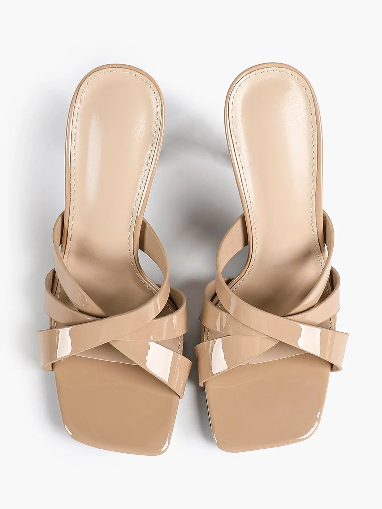 Women's Heeled Open Toe Sandals Square Toe Shoes Dress Wedding Office Shoes YISHIFAN