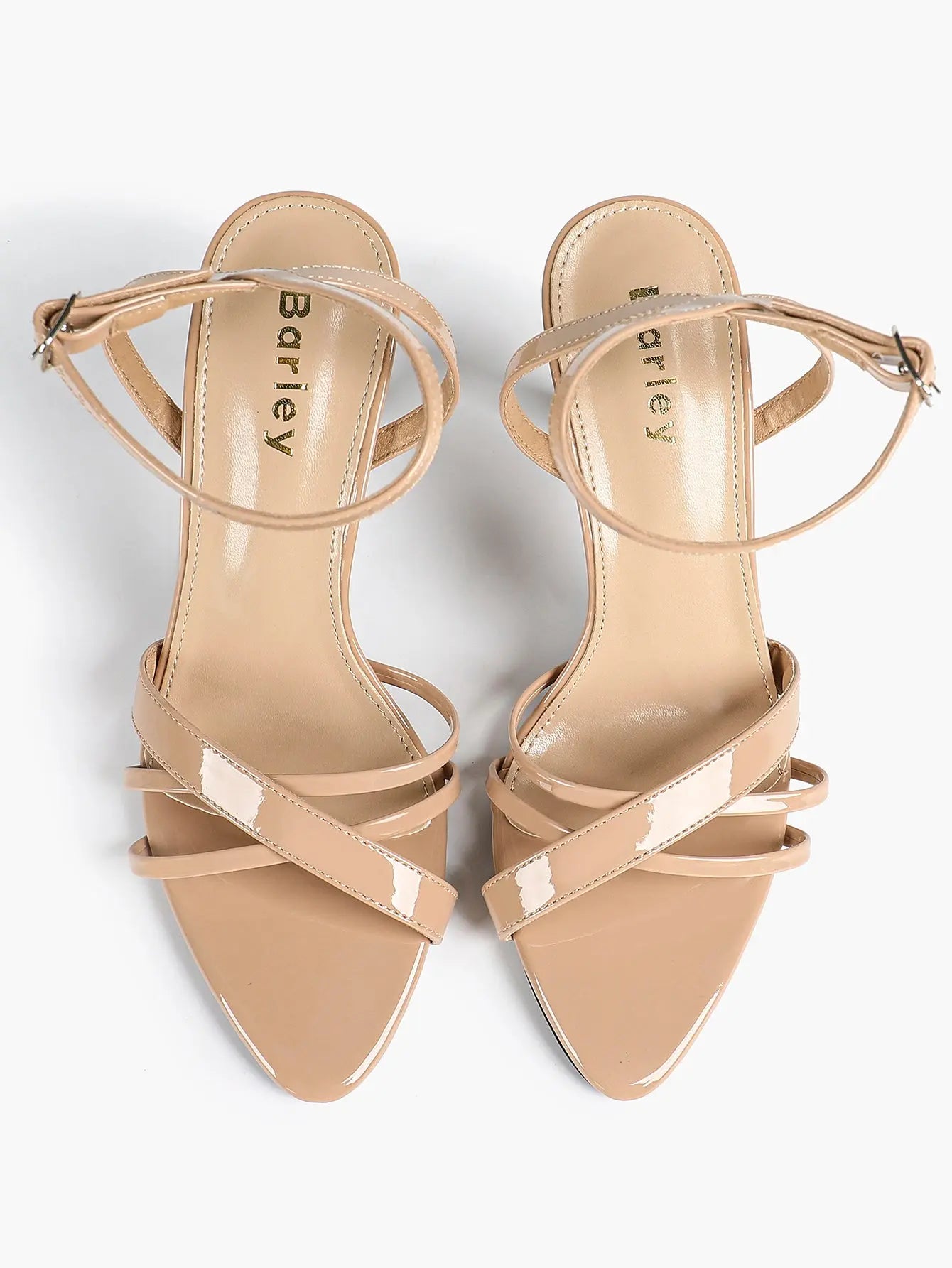 Brown Leather High-Heel Sandals  Cross Strap Stiletto Heels Wedding Party Dress Shoes YISHIFAN