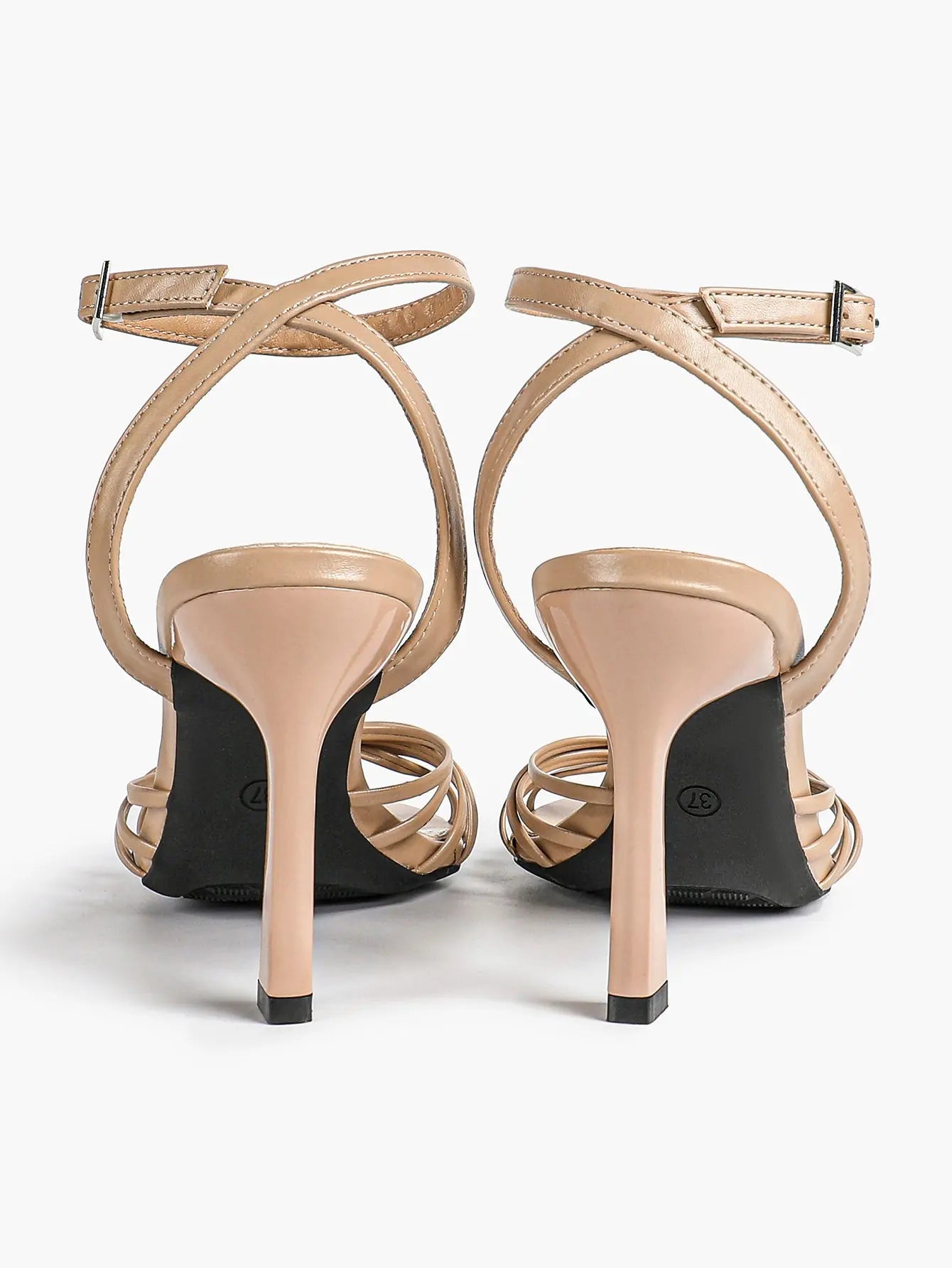 Women's Black Stiletto Heels 3.54 Inch Crisscross Strap Sandals Wedding Party Evening Dress Shoes YISHIFAN