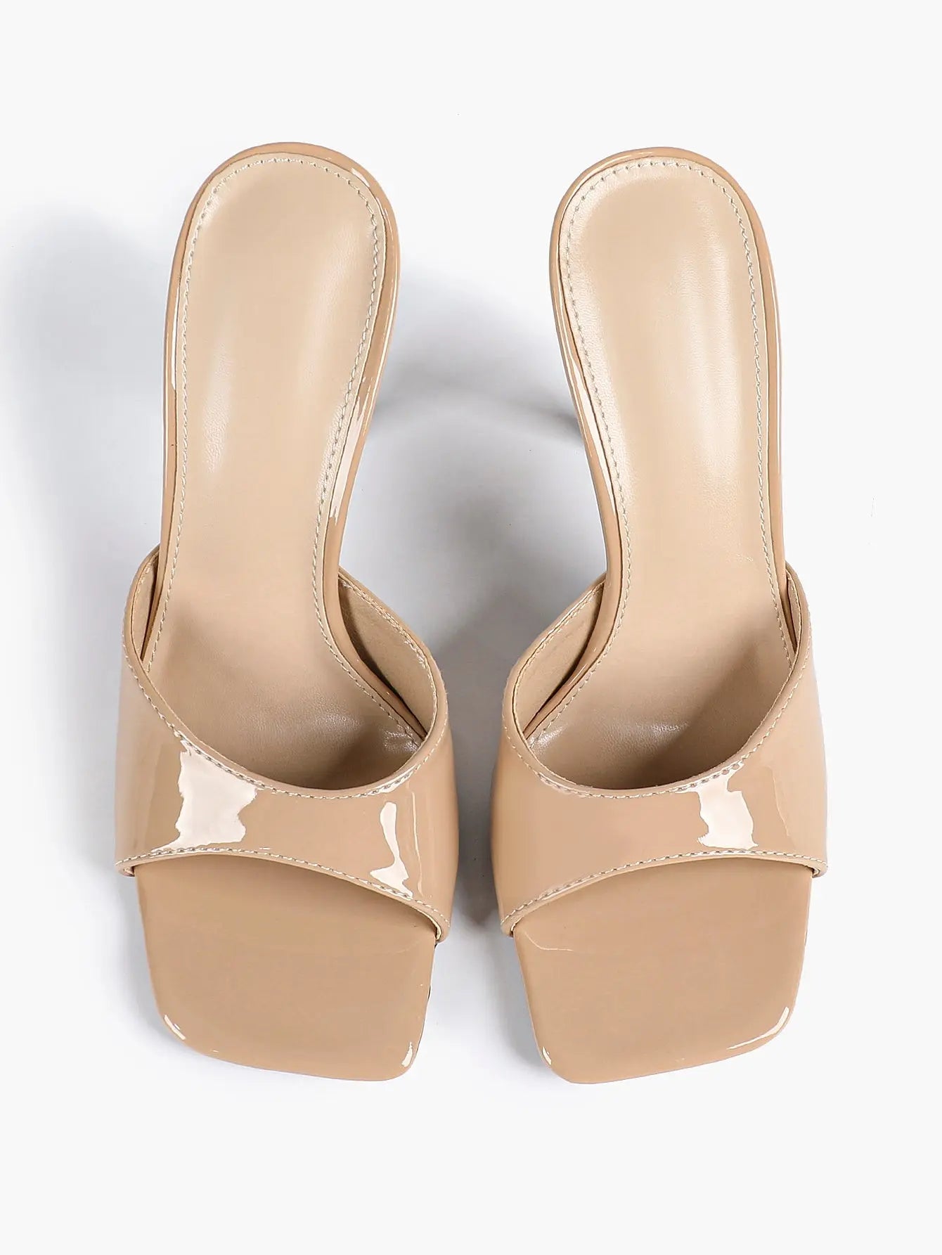 Women's Kitten Heels for Square Toe Open Toe Backless Mule Heels Stiletto Sandals 4.13 Inch YISHIFAN