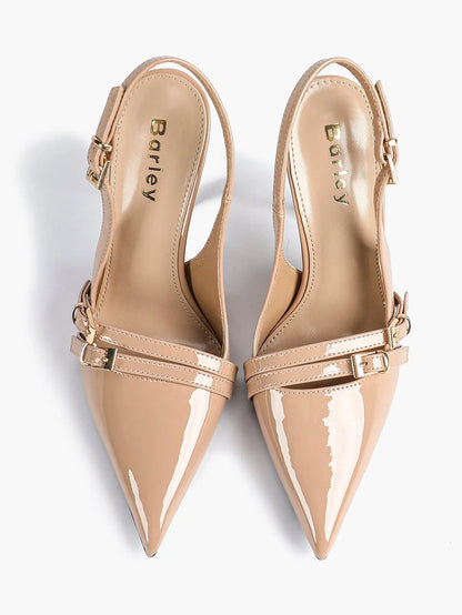 Women's High-Heel Sandals Closed Pointed Toe Slingback Heels Ankle Strap Stiletto Heels Elegant YISHIFAN