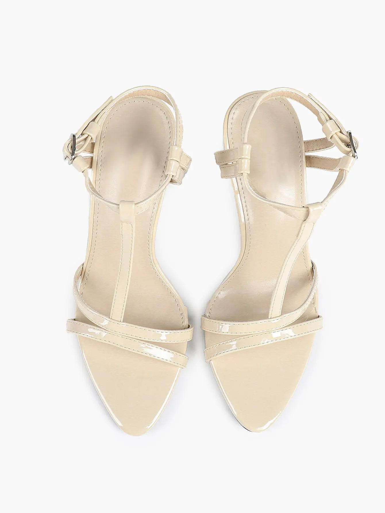 Women's Metallic Gold T-Strap Multi-Strap Stiletto Sandals Stiletto Heel for Party Office Shoes YISHIFAN