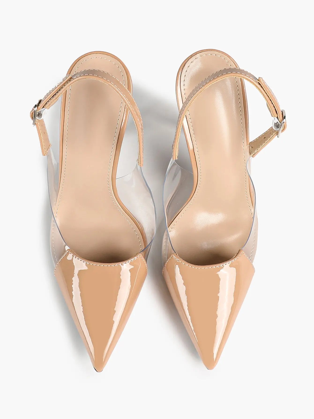 Women's Closed Pointed Toe Transparents Edge Stiletto Heel for Party Formal Dress Shoes YISHIFAN