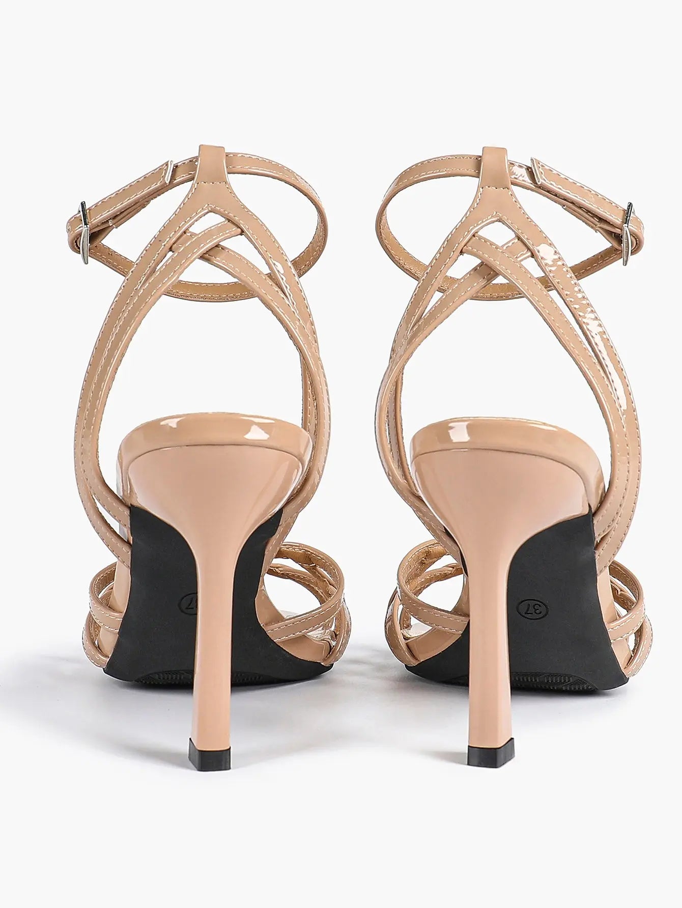 Leather Stiletto Heels for Women Open Pointed Toe Cross Ankle Strap Sandals for Wedding Party YISHIFAN