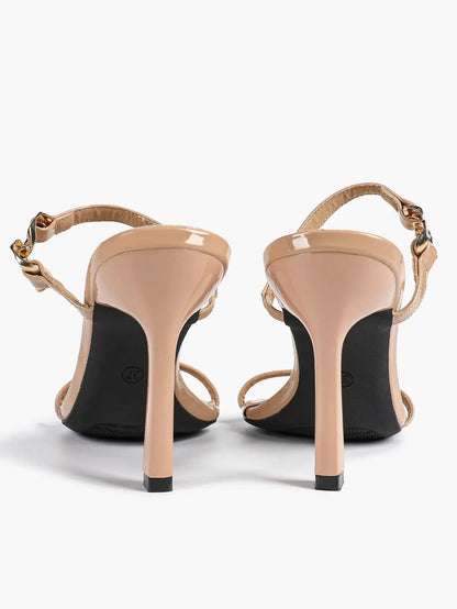 Women's Black High-Heel Sandals Opened Pointed Toe Ankle Strap Stiletto Heels Wedding Party Office Dress Shoes YISHIFAN