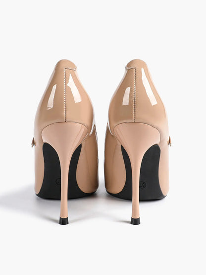 Burgundy Leather Stiletto Heels Sharp Pointed Toe Cross Strap Pump 4.13 INCH for Party Wedding Shoes YISHIFAN