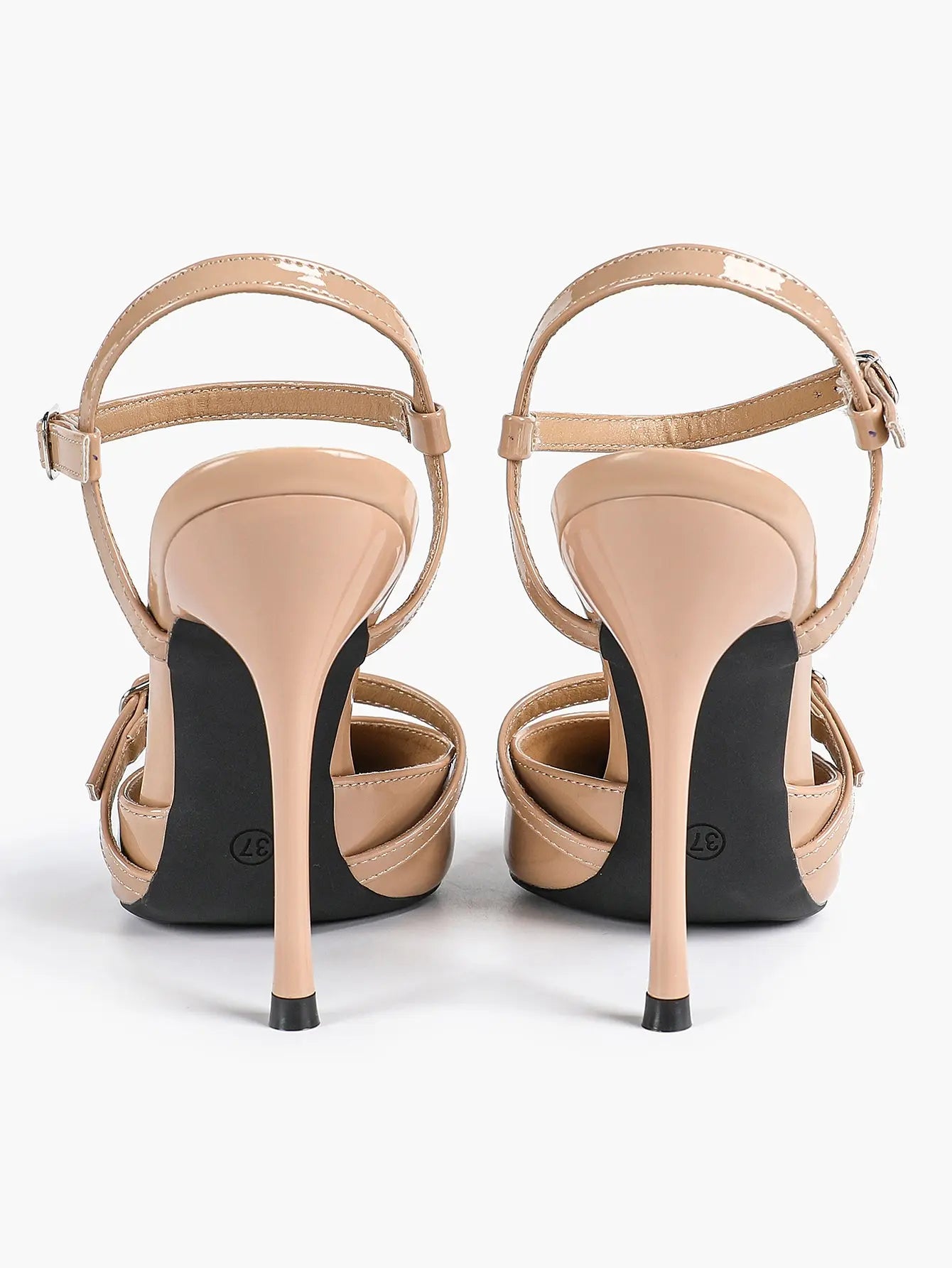Women's Ivory Leather High-Heel Stiletto Pointed Toe Ankle Strap Sandals Sexy Wedding Party Evening Dress Shoes YISHIFAN