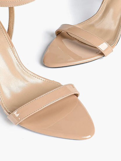 Women Leather High-Heel Sandals Pointed Toe Open Back Stiletto Heels Office Dress Shoes YISHIFAN