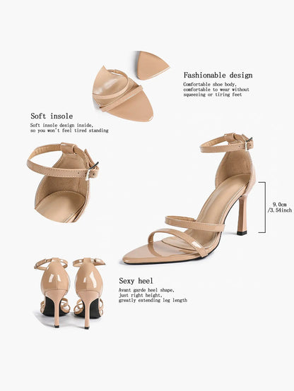 Women's High Stilettos Heels Open Toe Pointed Sandals Ankle Strap Pumps Dress Shoes Party Work Heeled Sandals YISHIFAN