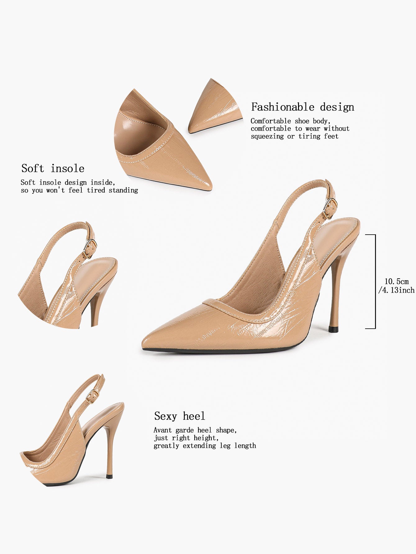 Women's Red Patent Croc Print Pointed Toe Slingback Stilettos Ankle Strap Closed Toe Heels Chic Date Night Shoes