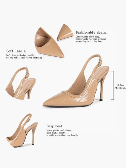 Women's Red Patent Croc Print Pointed Toe Slingback Stilettos Ankle Strap Closed Toe Heels Chic Date Night Shoes