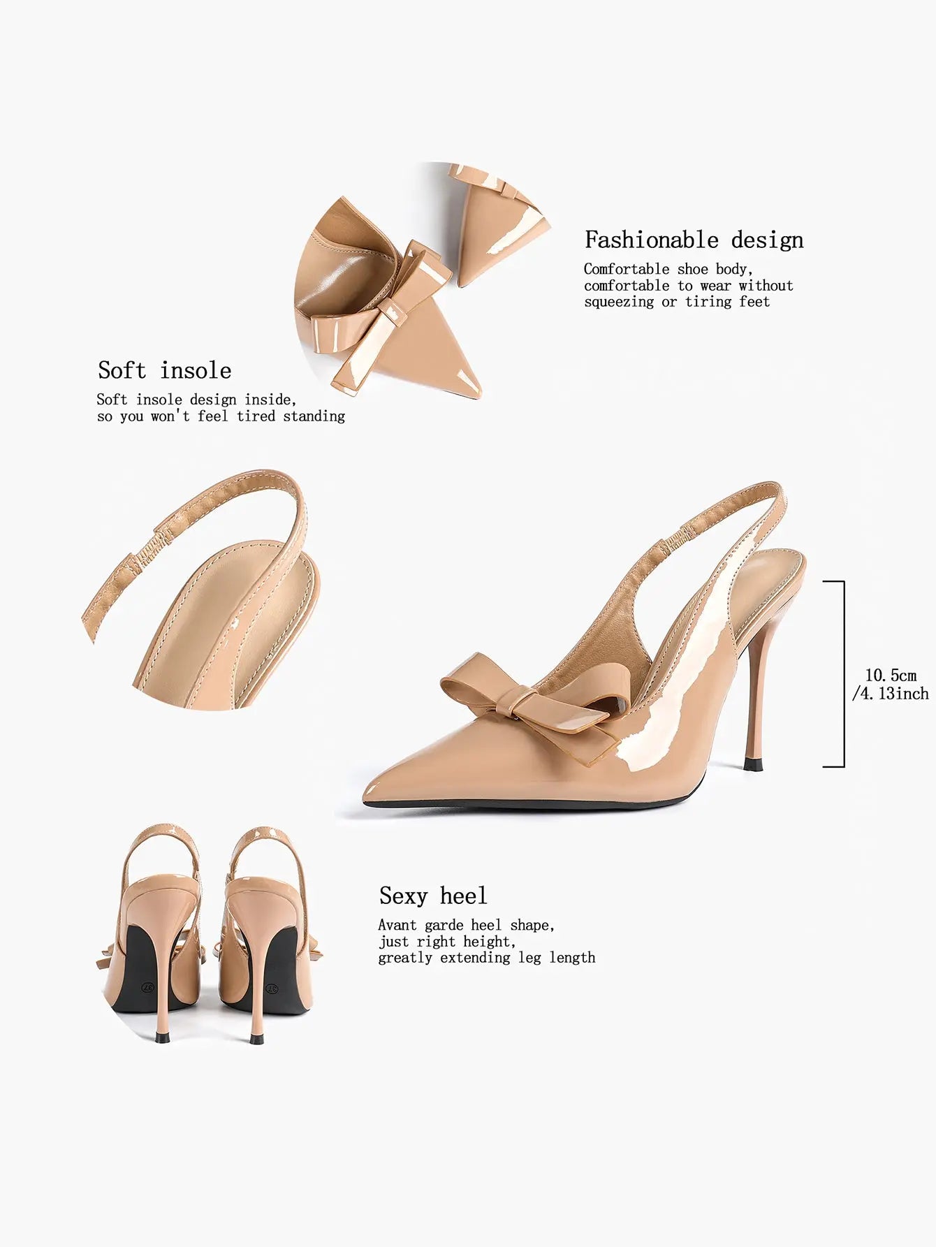 Women's Leather Bowknot High-Heel Closed Toe Pointed Toe Slingback Stiletto Heels Top-quality Shoes YISHIFAN