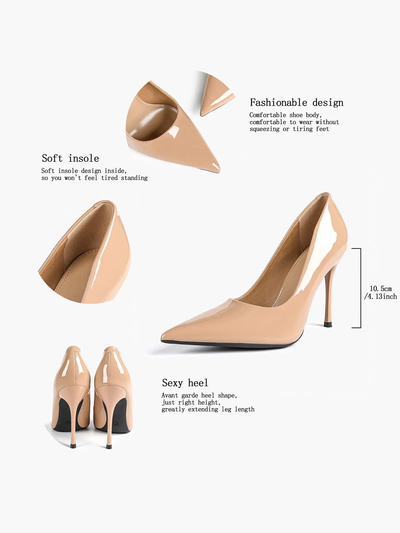 Women's Stiletto Heels Closed Sharp Pointed Toe Classic Wedding Party Dress Pump Shoes YISHIFAN