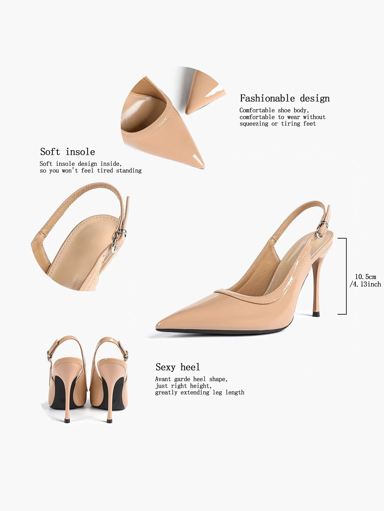 Women's High-Heel Sandals Closed Pointed Toe Slingback Stiletto Heels for Wedding Party YISHIFAN