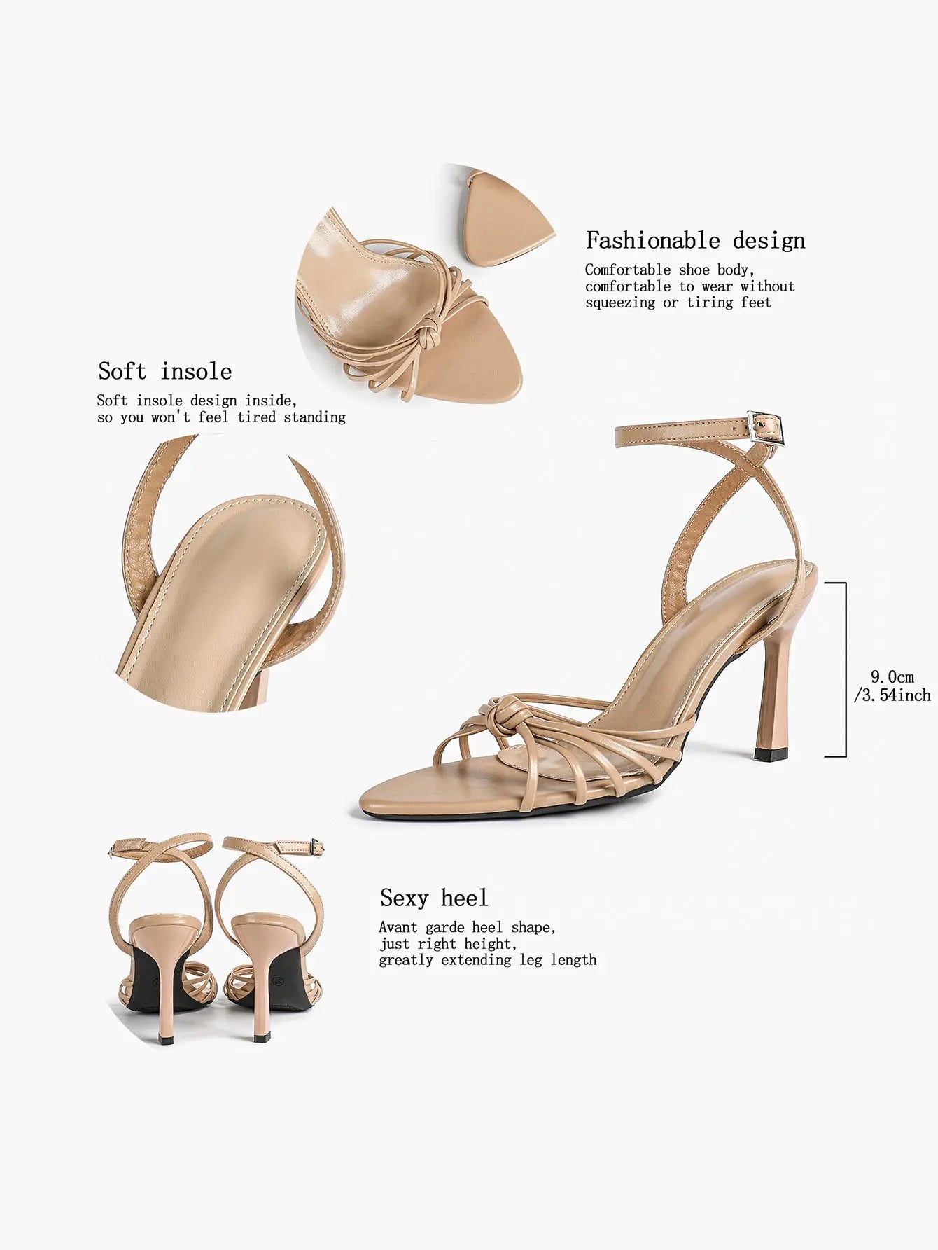 Women's Black Stiletto Heels 3.54 Inch Crisscross Strap Sandals Wedding Party Evening Dress Shoes YISHIFAN